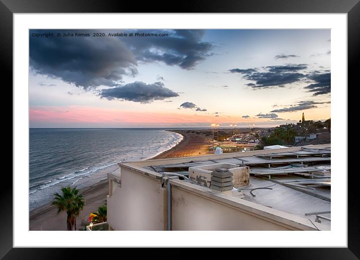 Playa del Ingles Sunset Framed Mounted Print by Juha Remes