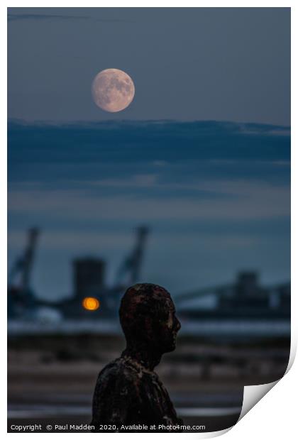 Iron Man and the moon Print by Paul Madden