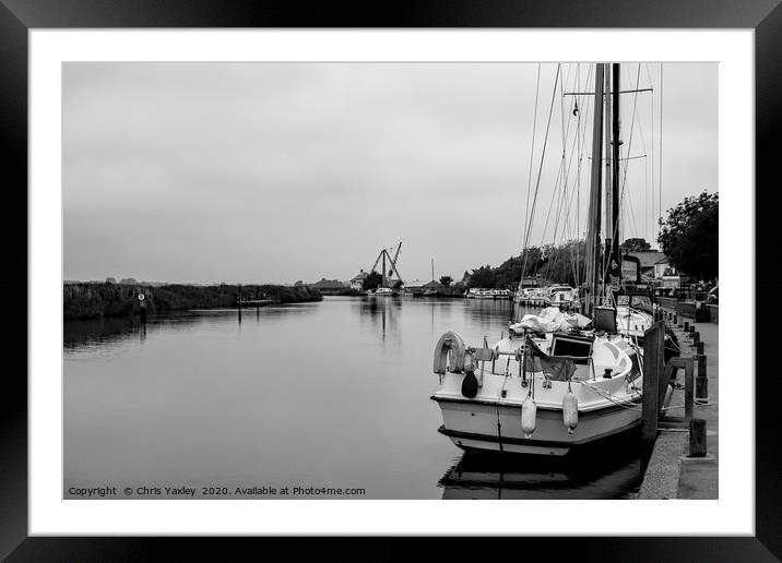 Public moorings on the River Yare in Reedham, Norf Framed Mounted Print by Chris Yaxley