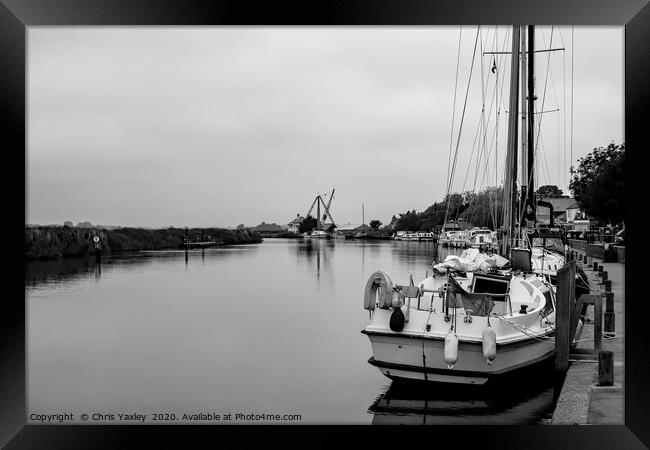 Public moorings on the River Yare in Reedham, Norf Framed Print by Chris Yaxley
