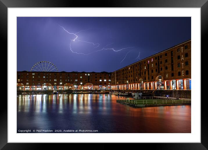 Lightning over the Royal Albert Dock Framed Mounted Print by Paul Madden