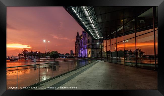Sunset from the Pier Head Liverpool Framed Print by Paul Madden