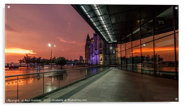 Sunset from the Pier Head Liverpool Acrylic by Paul Madden