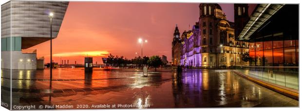 Stormy Liverpool sunset panorama Canvas Print by Paul Madden