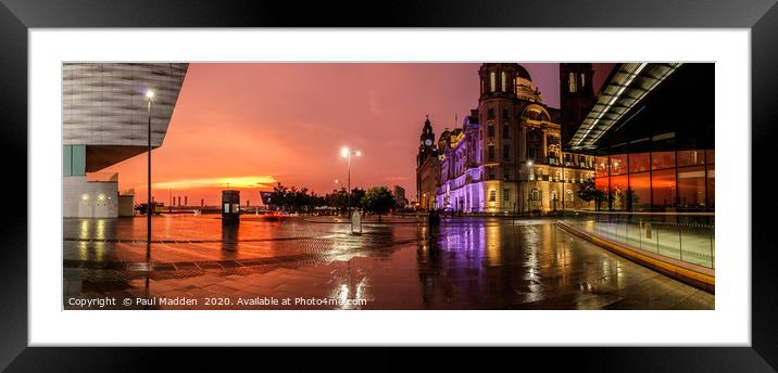 Stormy Liverpool sunset panorama Framed Mounted Print by Paul Madden