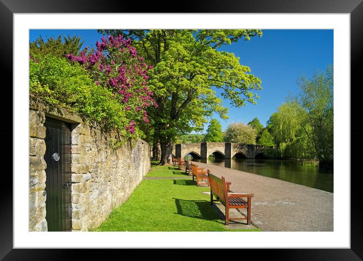 Riverside Walk at Bakewell Bridge and River Wye Framed Mounted Print by Darren Galpin