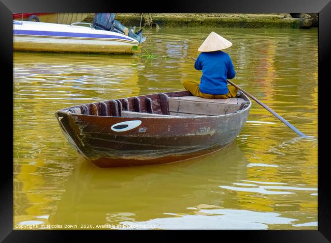 Peaceful people lifestyle in Hoi An Framed Print by Nicolas Boivin