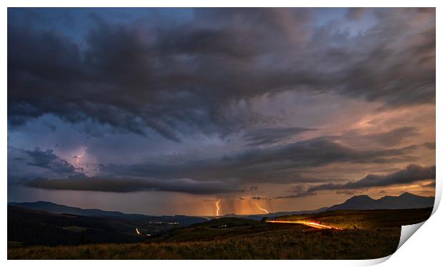 Lightning over the Vale of Ffestiniog Print by Rory Trappe