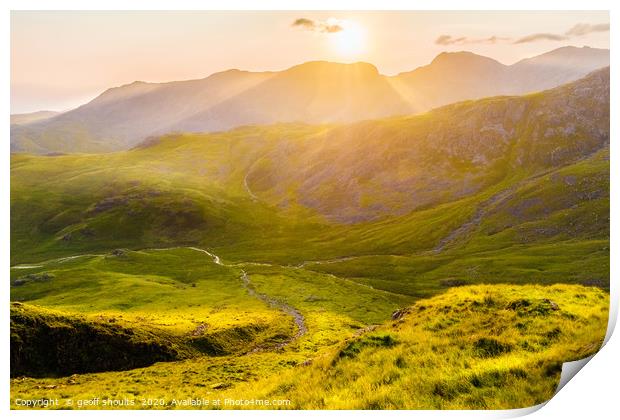 Scafell and the Upper Esk Valley Print by geoff shoults