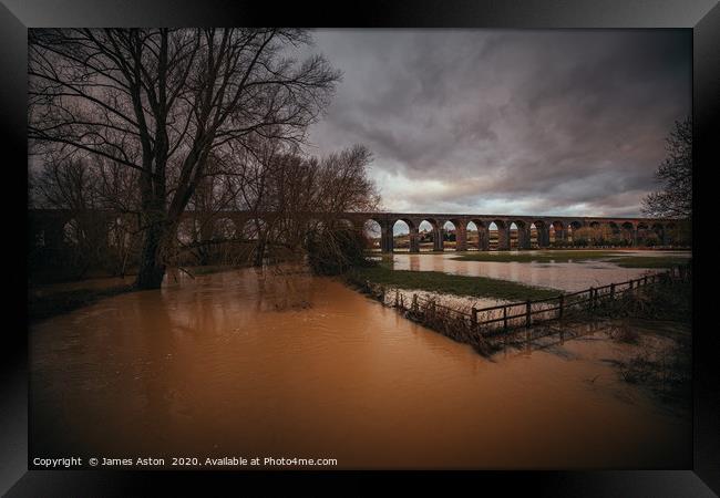 A fully flooded Harringworth Viaduct  Framed Print by James Aston