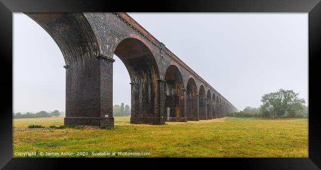 Misty Start to the Morning at Harringworth Viaduct Framed Print by James Aston