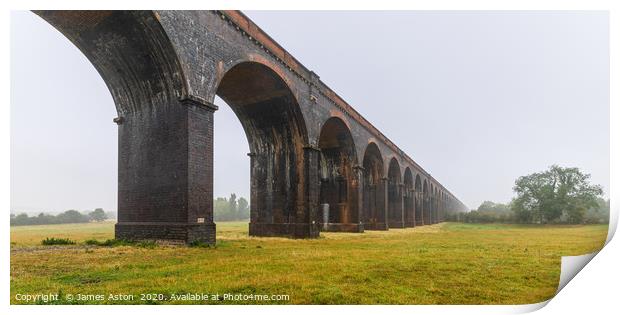 Misty Start to the Morning at Harringworth Viaduct Print by James Aston