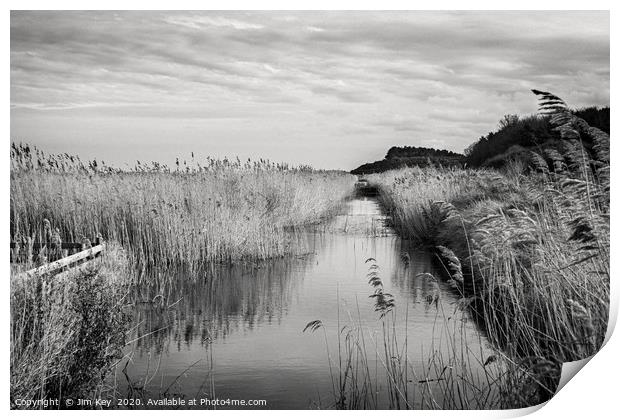 Norfolk Marshlands Black and White. Print by Jim Key