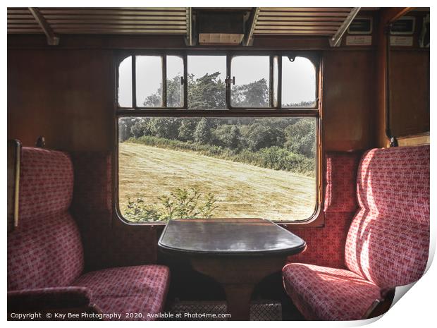 Inside an English vintage steam train carriage Print by KB Photo