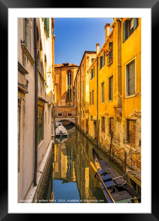 Colorful Canal Venice Italy Framed Mounted Print by William Perry