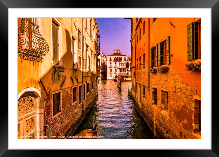 Colorful Canal Venice Italy Framed Mounted Print by William Perry
