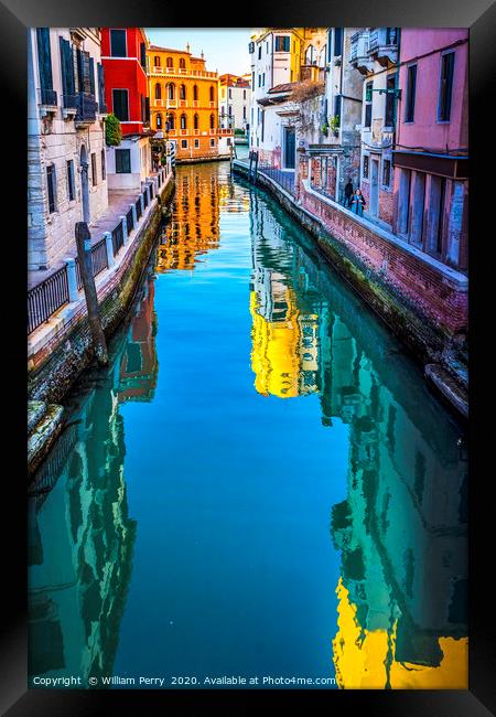 Colorful Canal Venice Italy Framed Print by William Perry