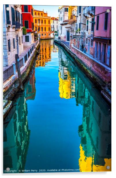 Colorful Canal Venice Italy Acrylic by William Perry