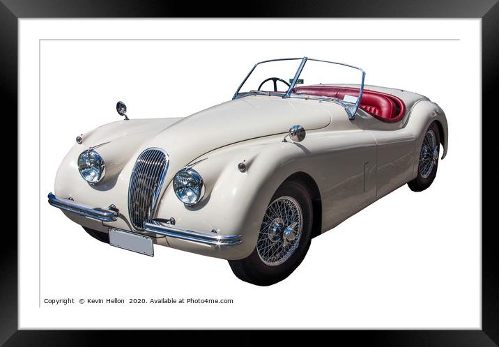 A white Jaguar XK120  Framed Mounted Print by Kevin Hellon