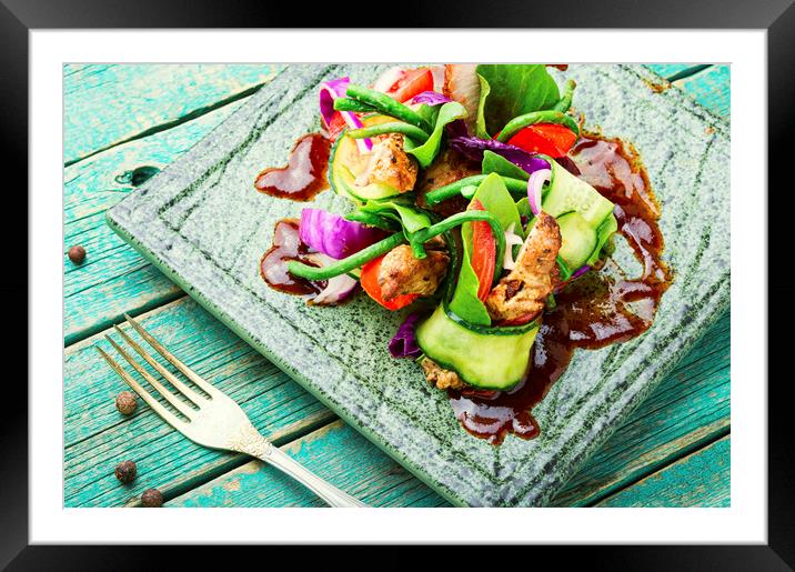 Vegetable salad with meat Framed Mounted Print by Mykola Lunov Mykola