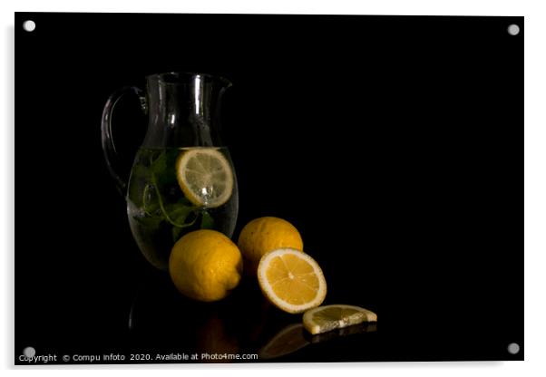 water jug with mint and lemon Acrylic by Chris Willemsen
