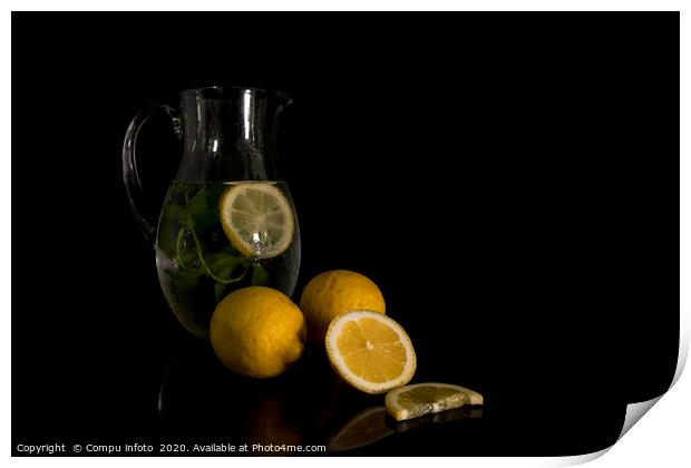 water jug with mint and lemon Print by Chris Willemsen