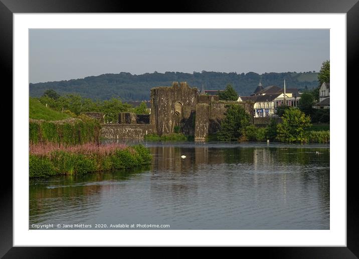 Caerphilly Moat Framed Mounted Print by Jane Metters