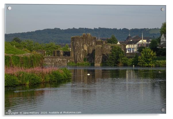 Caerphilly Moat Acrylic by Jane Metters