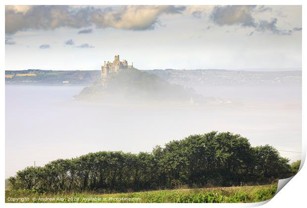 Mist at St Michael's Mount Print by Andrew Ray