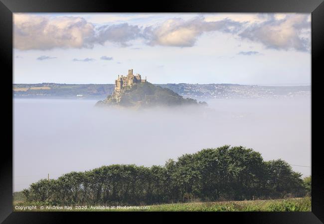 Misty morning at St Michael's Mount Framed Print by Andrew Ray