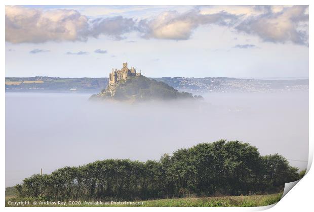 Misty morning at St Michael's Mount Print by Andrew Ray