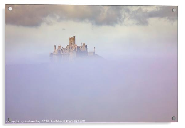 Castle in the mist (St Michael's Mount) Acrylic by Andrew Ray