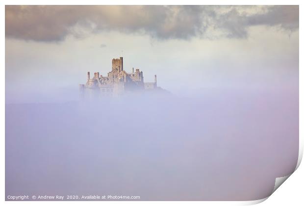 Castle in the mist (St Michael's Mount) Print by Andrew Ray