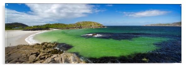 Achmelvich Bay scotland Panorama Acrylic by Derek Beattie
