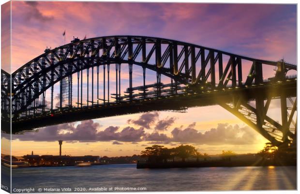 Sydney Harbor Bridge at sunset Canvas Print by Melanie Viola