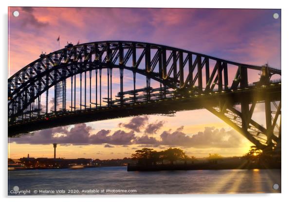 Sydney Harbor Bridge at sunset Acrylic by Melanie Viola
