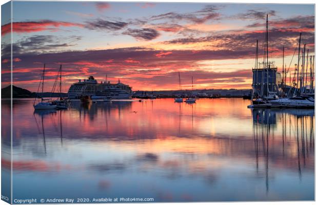 Sunrise reflections (Falmouth) Canvas Print by Andrew Ray