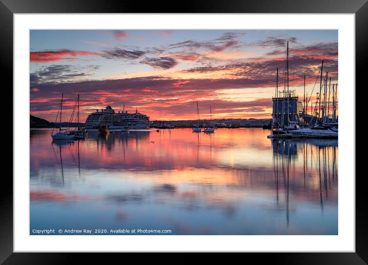 Sunrise reflections (Falmouth) Framed Mounted Print by Andrew Ray