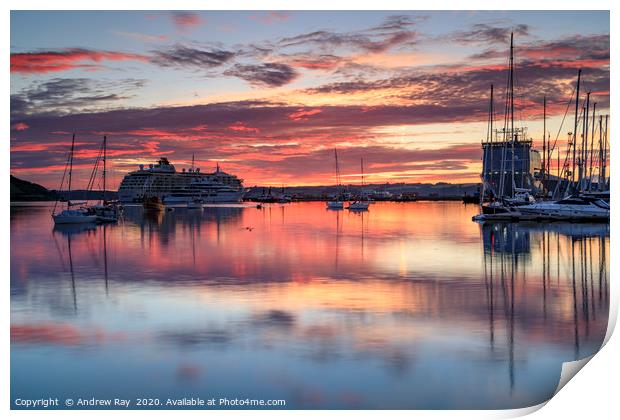 Sunrise reflections (Falmouth) Print by Andrew Ray