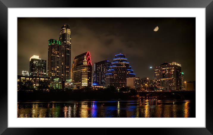 Austin at Night Framed Mounted Print by Roger Daniel