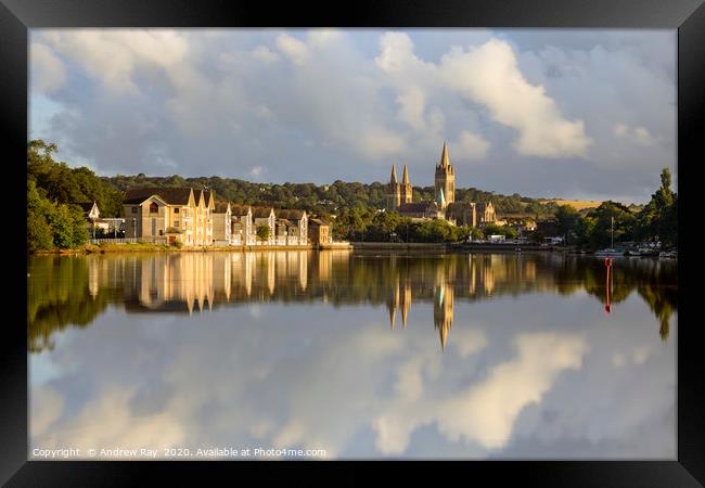 Truro River reflections Framed Print by Andrew Ray