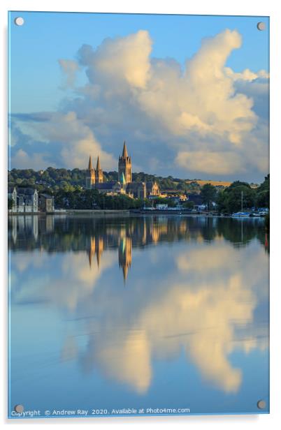 Cloud reflections (Truro River) Acrylic by Andrew Ray
