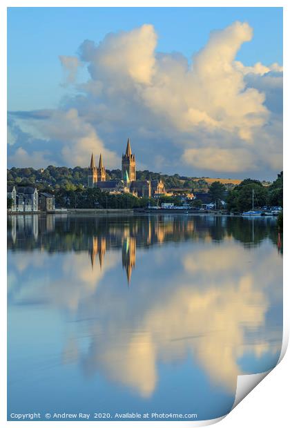 Cloud reflections (Truro River) Print by Andrew Ray