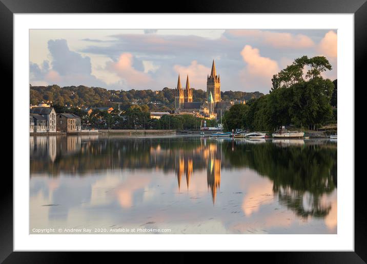 First light on Truro Cathedral Framed Mounted Print by Andrew Ray