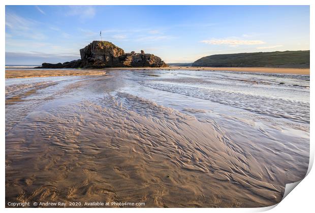 Sand ripples on Perranporth Beach Print by Andrew Ray