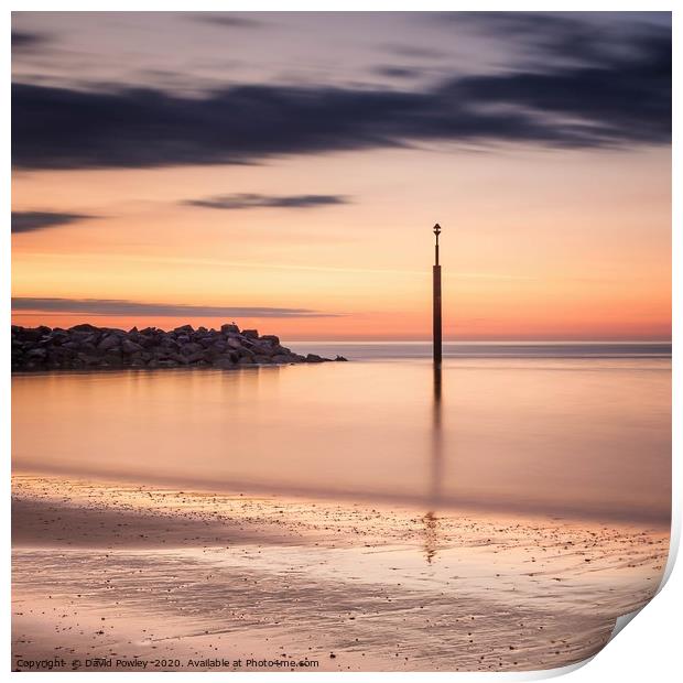 Dawn colour on Sea Palling Beach Print by David Powley