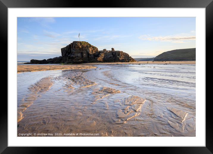 River and sand patterns (Perranporth) Framed Mounted Print by Andrew Ray