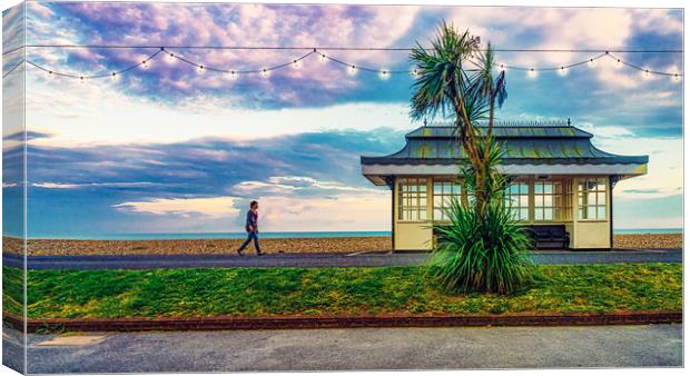 Afternoon Stroll In Worthing Canvas Print by Chris Lord