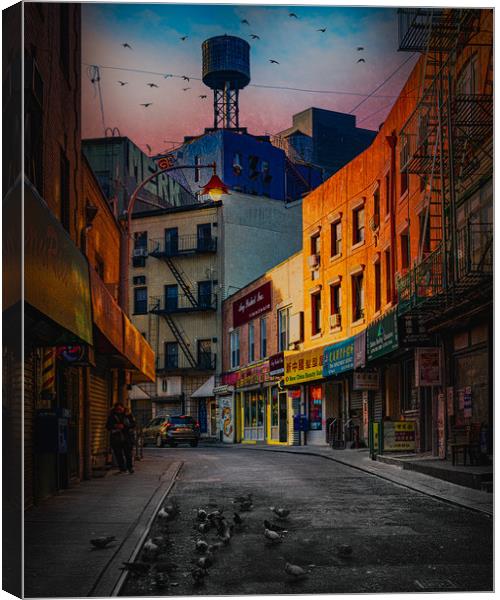 Pigeon Gang In Chinatown Canvas Print by Chris Lord
