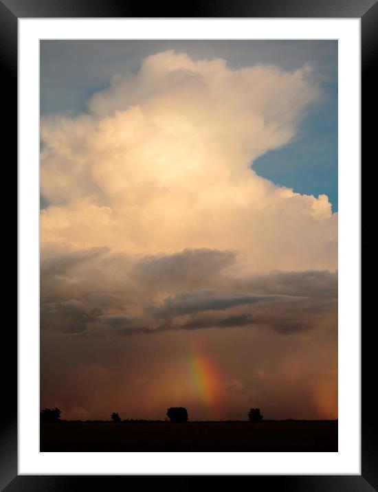 Cumulus storm cloud and rainbow Framed Mounted Print by Simon Johnson